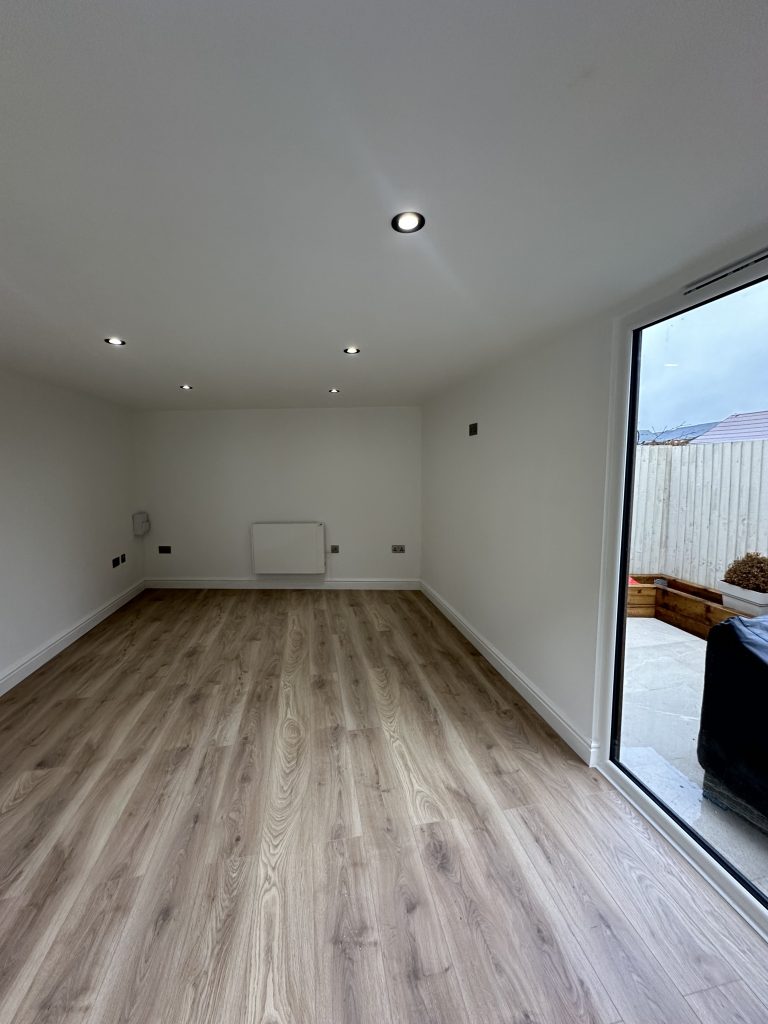 IMG_3911 interior of garden room showing new flooring and spotlights