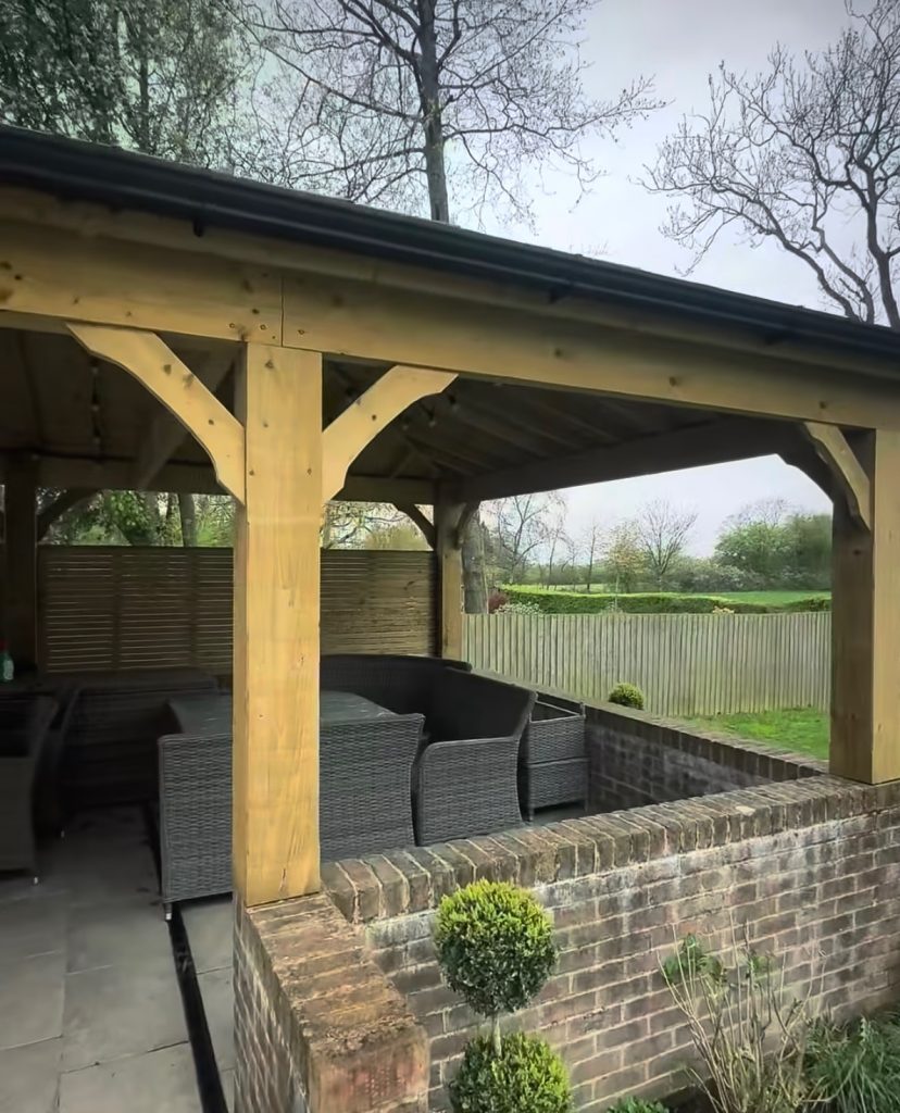 Timber gazebo with outdoor seating